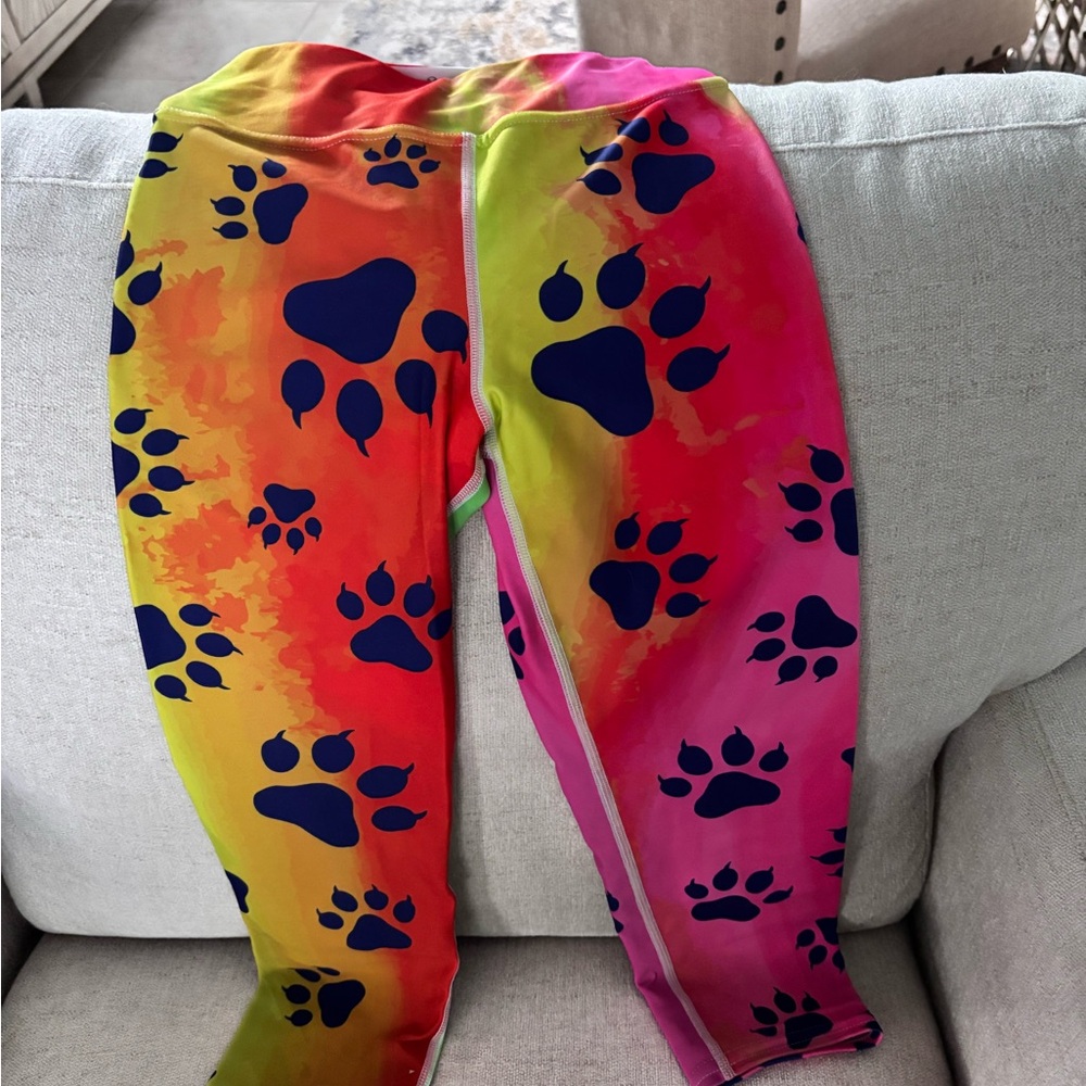 Vibrant Multicolor Paw Print Leggings
